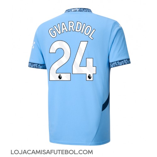 Camisa de Futebol Manchester City Josko Gvardiol #24 Equipamento Principal 2024-25 Manga Curta